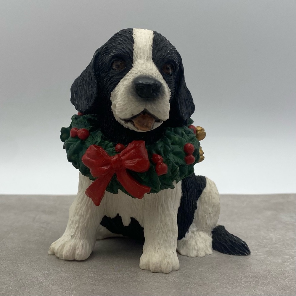 Silver Deer Tom Rubel Dog Christmas Animals Black White Puppy 3 In Figurine Wear